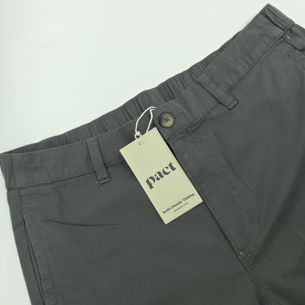 Pact Men's Sz Medium Grey Canvas Pant Durable Bottoms Organic Cotton New